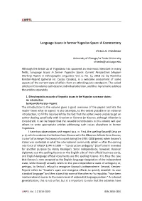 AWPEL Language Issues in Former Yugoslav Space: a Commentary