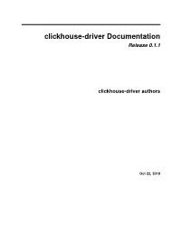 Clickhouse-Driver Documentation Release 0.1.1