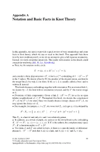 Notation and Basic Facts in Knot Theory