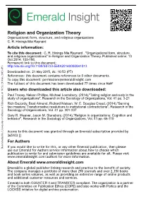 Organizational Form, Structure, and Religious Organizations C