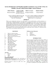 System Identification and Handling Qualities Predictions of an Evtol