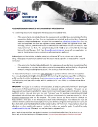USA Swimming – Pool Certifications on File
