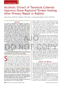 Alcoholic Extract of Tarantula Cubensis Improves Sharp Ruptured Tendon Healing After Primary Repair in Rabbits
