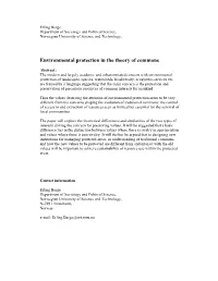 Environmental Protection in the Theory of Commons