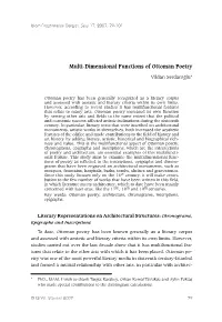 Multi-Dimensional Functions of Ottoman Poetry
