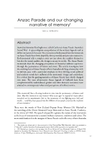 Anzac Parade and Our Changing Narrative of Memory1
