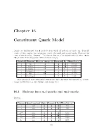 Chapter 16 Constituent Quark Model
