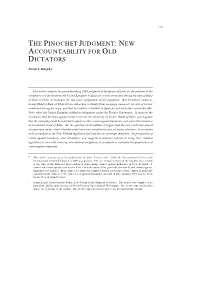 The Pinochet Judgment: New Accountability for Old Dictators †