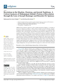 A Critical Analysis of Muhammad Abduh's Notion of Revelation Throu