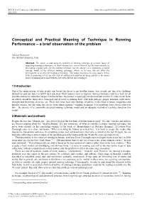 Conceptual and Practical Meaning of Technique in Running Performance – a Brief Observation of the Problem