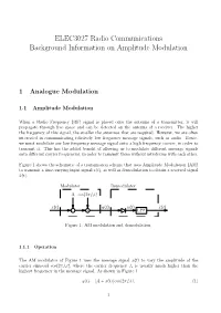ELEC3027 Radio Communications Background Information on Amplitude Modulation