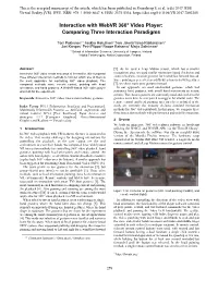 Interaction with Webvr 360° Video Player: Comparing Three Interaction Paradigms