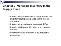 Managing Inventory in the Supply Chain
