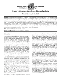 Observations on Low-Speed Aeroelasticity