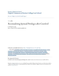 Reconsidering Spousal Privileges After Crawford R
