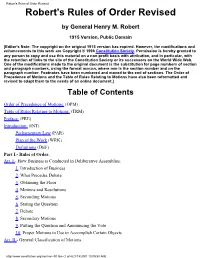 Robert's Rules of Order Revised Robert's Rules of Order Revised