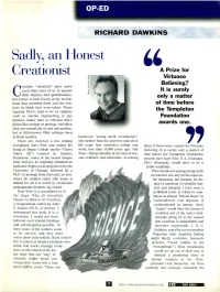Sadly, an Honest Creationist