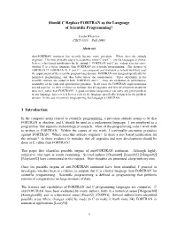 Should C Replace FORTRAN As the Language of Scientific Programming?