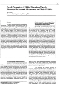 Speech Chronemics - a Hidden Dimension of Speech