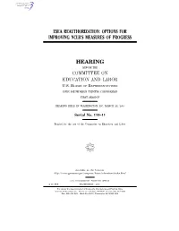 Esea Reauthorization: Options for Improving Nclb’S Measures of Progress
