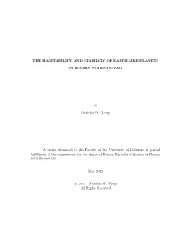 The Habitability and Stability of Earth-Like Planets in Binary Star Systems