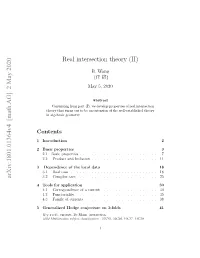 2 May 2020 Real Intersection Theory (II)