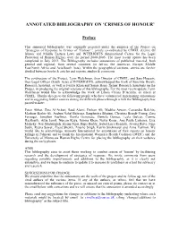 Annotated Bibliography on 'Crimes of Honour'
