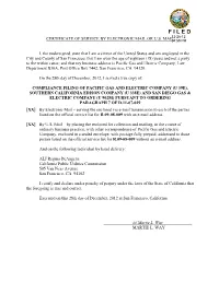 F I L E D Certificate of Service by Electronic Mail Or U.S