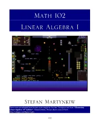 Math 102 -- Linear Algebra I -- Study Guide