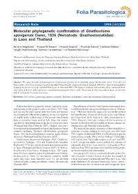 Molecular Phylogenetic Confirmation of Gnathostoma