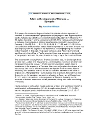 Adam in the Argument of Romans — Synopsis