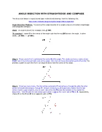 Angle Bisection with Straightedge and Compass