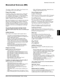 Biomedical Sciences (MS) Biomedical Sciences (MS)