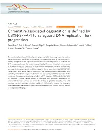 Chromatin-Associated Degradation Is Defined by UBXN-3/FAF1 To