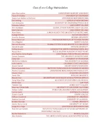 Class of 2012 College Matriculation