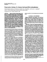 Expression Cloning of a Human Dual-Specificity Phosphatase TOSHIO ISHIBASHI, DONALD P