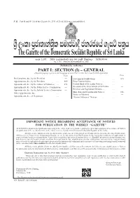The Gazette of the Democratic Socialist Republic of Sri Lanka Wxl 2"192 – 2020 Iema;Eïn¾ Ui 04 Jeks Isl=Rdod – 2020'09'04 No