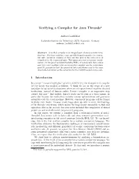 Verifying a Compiler for Java Threads*