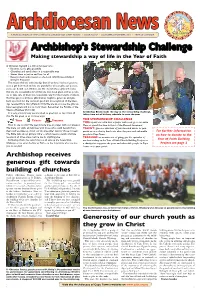 Archbishop's Stewardship Challenge Making Stewardship a Way of Life in the Year of Faith