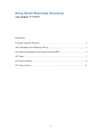 Army Small Business Directory Last Updated: 7/17/2012