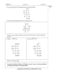 CHEM1611 2014-J-8 June 2014 • the Open Chain Form of D-Mannose Has
