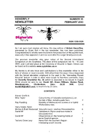 Hoverfly Newsletter No