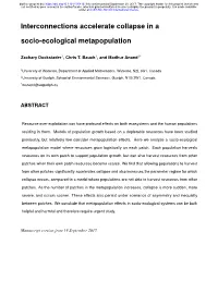 Interconnections Accelerate Collapse in a Socio-Ecological