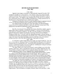 Irvine Ranch History 1769 - 1942