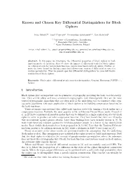 Known and Chosen Key Differential Distinguishers for Block Ciphers