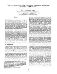 That Increase Instruction-Level Parallelism 1 Introduction