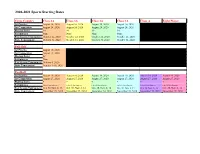2020-21 Key Sports Dates