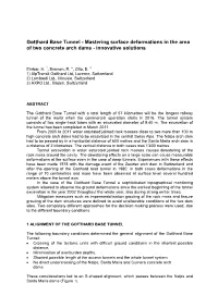Gotthard Base Tunnel - Mastering Surface Deformations in the Area of Two Concrete Arch Dams - Innovative Solutions