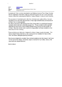 I Understand from a Notice Circulated to My Mothers Home in Park Close Yarnton That an Application Has Been Made by Oxford Prog