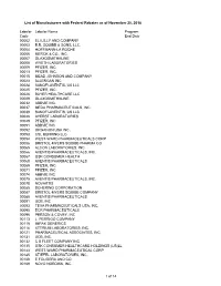 Cms Labelers with Signed Rebate Agreement As Of